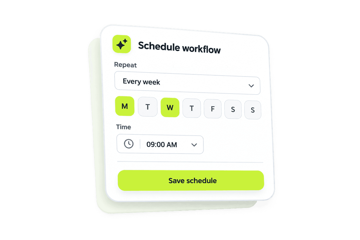 Schedule planning card
